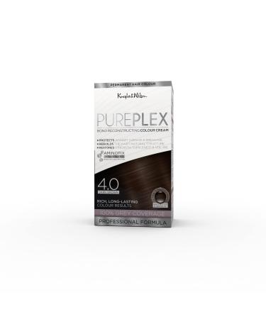 Knight & Wilson PurePlex Dark Brown Permanent Hair Colour Dye. Protect Restore and Nourish with Aminofix. 4.0 Dark Brown. 100% Grey Coverage. Brown 1 count (Pack of 1)