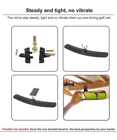 Universal Adjustable Golf Cart Rear View Mirror - 16.5 Extra Wide Convex Mirror for EZ Go, Club Car, Yamaha - Rotatable Safe 270 Rotation - Buy Online on GoSupps.com