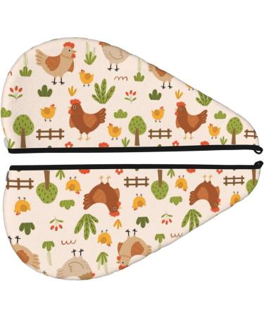 Cute Hen and Chicks Microfiber Hair Towel - Super Absorbent Coral Velvet Wrap for Women with Long Curly & Thick Hair | Quick Drying Hair Cap - Buy Online on GoSupps.com