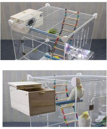 PINVNBY XL Parakeet Nesting Box for Parrots - Wood Breeding House for Lovebirds, Cockatoos, Budgies, Finches, Canaries, and Medium-Sized Birds - 13.4x6.9x7.7inches - Buy Online on GoSupps.com