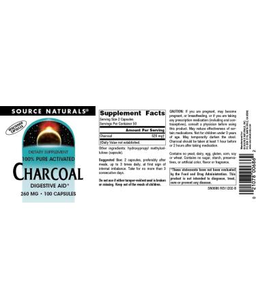 Source Naturals Charcoal - 100 Capsules, 100% Pure Activated Digestive Aid - Buy Online on GoSupps.com