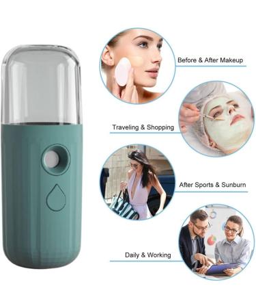 Mini Facial Mister Handheld Face Mist Sprayer Moisturizing USB Recharging Skin Hydration Tool 30ml Green Handy Moisturizing Sprayer - Buy Online on GoSupps.com