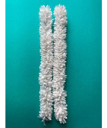 Dreams Bharathantiyam White Color Two Pieces Jasmine Flower synthetic Fabric Gajra 12 inch for Gorgeous and Stunning Hairstyles