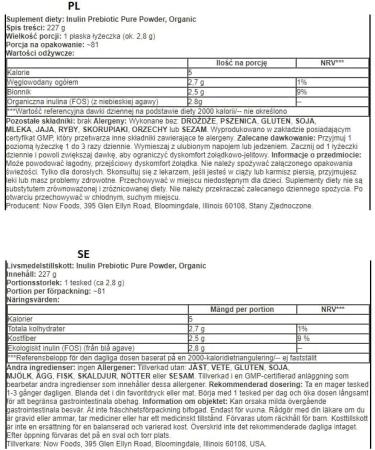 Now Foods Organic Highly Dosed Inulin 227g Vegan Powder - Buy Online on GoSupps.com