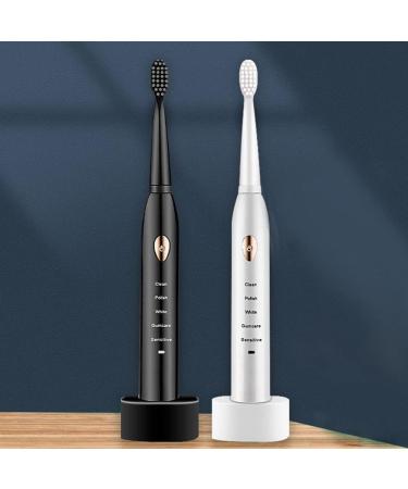 USB Rechargeable Black Electric Toothbrush for Adults with Timer - Optimal Teeth Cleaning | International Shipping Available - Buy Online on GoSupps.com