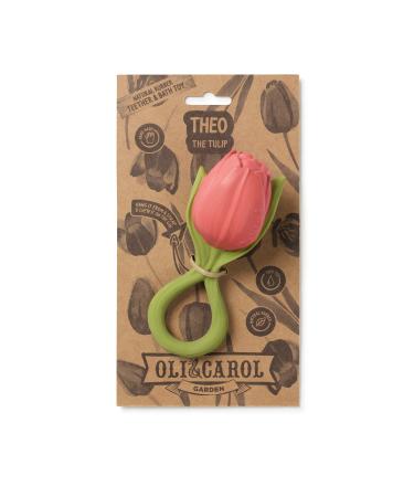 Oli & Carol Teething Ring for Babies - Theo the Tulip Red | Safe & Fun Teething Toy | International Shipping Available - Buy Online on GoSupps.com