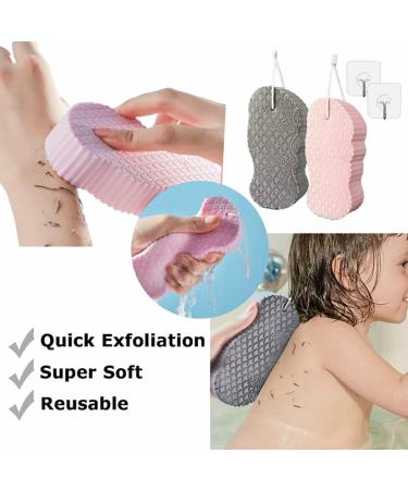 2PC Exfoliating Bath Sponge for Shower - Super Soft Body Scrubber for Adults & Children - Reusable Spa Massage Exfoliator - Dead Skin Remover - Grey - Buy Online on GoSupps.com