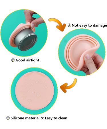 2 Pack Cat Can Covers & Spoons Set - Cute Cat Shaped Lids with Right Angle Spoons - Universal Fit Pet Food Can Tops in Green and Pink - Buy Online on GoSupps.com
