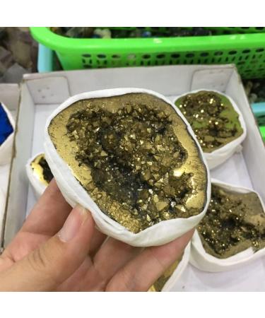 Specimen Natural Agate Geode Slice Quartz Electroplated Cluster Crystal Points Reiki Crystal Stone - Buy Online on GoSupps.com