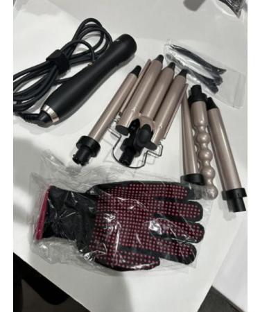 5 in 1 Interchangeable Curling Wand Set - Large Barrel Curling Iron Instant Heat Curler with LCD Temp Adjustment & 3 Barrel Hair Crimper for Gorgeous Curls - Buy Online on GoSupps.com