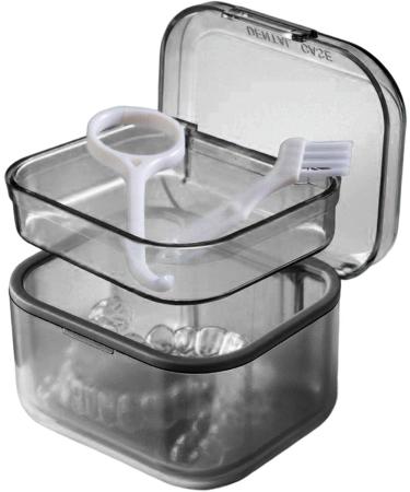 JEXTou Container for False Teeth - Prosthesis Cleaning Case | Night Cleaner Bath Box for Retainers & Mouth Protection - Durable Black - Buy Online on GoSupps.com