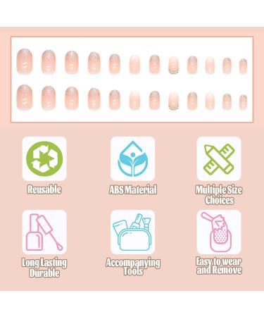 24pcs Short Square False French Tip False Nails Stick on Nails Glitter Press on Nails Removable Glue - on Fake Nails Acrylic Full Cover Nails Women Girls Nail Art Accessories (Flash Pink Diamond) - Buy Online on GoSupps.com
