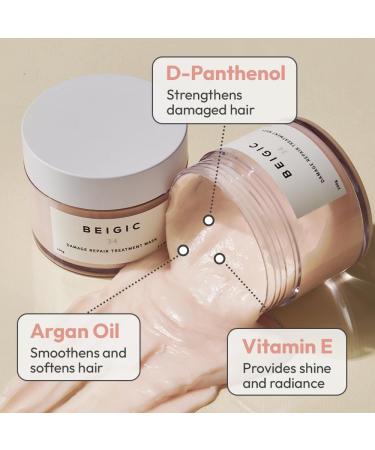 BEIGIC Damage Repair Treatment Mask - Vegan Korean Deep Conditioning Hair Mask for Dry Frizzy Hair with Argan Oil & Vitamin E - Silicone Free 10.06 fl oz - Buy Online on GoSupps.com
