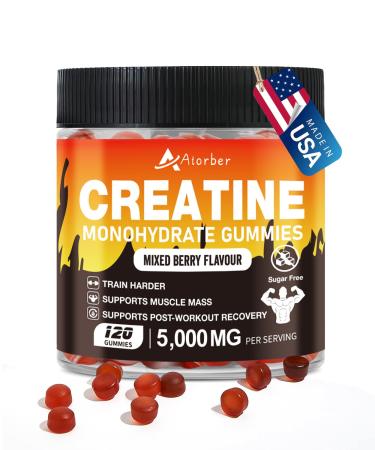 Creatine Monohydrate Gummies for Men & Women 5000mg Chewable Creatine Monohydrate Mixed Berry 120 Gummies 120 Count