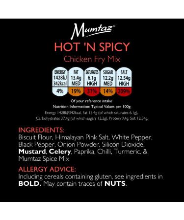 Mumtaz HOT 'N SPICY Chicken Fry Coating Mix 375g - Reusable Resealable & Stacking Friendly Container - Buy Online on GoSupps.com