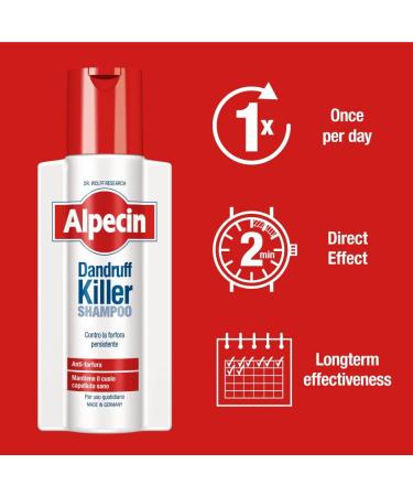  Alpecin Alpecin Killer Anti-Dandruff Shampoo 2 x 250 ml | Anti-Cheese Shampoo Anti-Wrinkle Treatment for Hair | Anti-Cheese Shampoo to Determine Oily Hair and Maintain Balance of Hair Leather.. - Buy Online on GoSupps.com