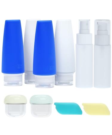 Valourgo 10 Pack TSA Travel Bottles Set for Toiletries, 3 Ounce Portable Travel Size Containers Leak Proof Spray Bottles Face Cream Jars Travel Lotion Tubes Shampoo and Conditioner Toiletries Accessories with Label 10-piece Set