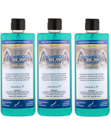 Claudius Hammam Shower Gel 500 ml with Flip Cap - Pack of 3 - Transparent Shower Gel