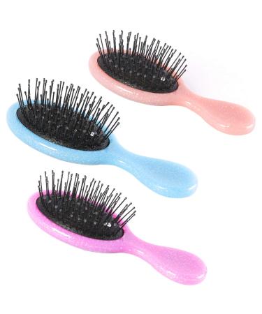 3Pcs Toddler Travel Detangling Hair Brushes - Best Valentine's Day Gift for Women - Small Wet Brush for Baby Kids - Pocket Size Curly Hair Tangle Brush - Pink, Blue, Purple - Buy Online on GoSupps.com