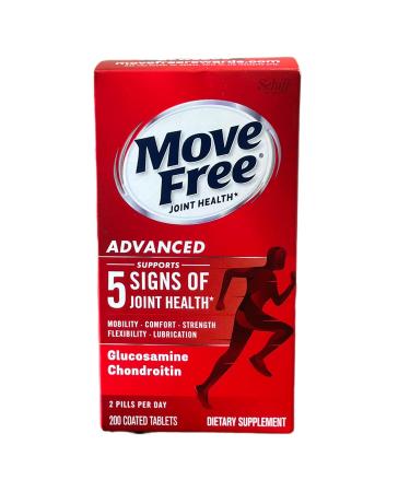 Move Free Advanced Glucosamine Chondroitin + Calcium Fructoborate Joint Support Supplement Supports Mobility Comfort Strength Flexibility & Lubrication - 200 Tablets (100 Servings)*