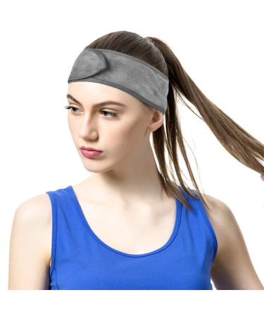 Queta Adjustable Hair Band for Makeup - Terry Cloth Cosmetic Headband Set (3pcs) - Gray - Hair Protection with Velcro Fastener - Buy Online on GoSupps.com