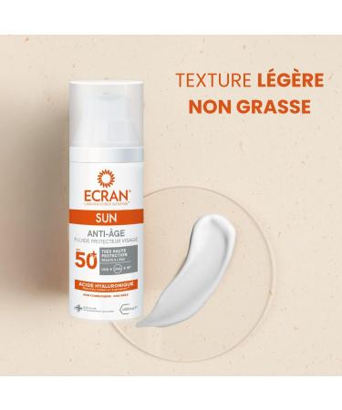 ECRAN - Cr me Solaire Visage - Haute Protection - Technologie vitEox80 - Vitamine E - Acide Hyaluronique - Protection UVA UVB Coups de Soleil - Protection Solaire SPF50+ - Bronzage Naturel - Anti ge - Buy Online on GoSupps.com