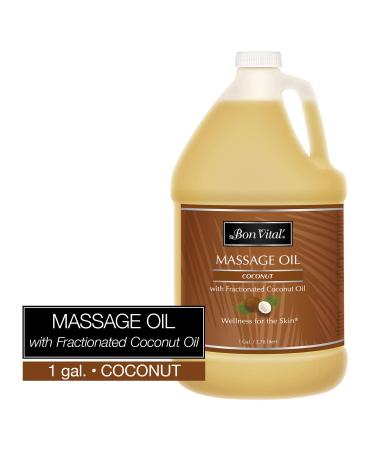 Bon Vital' - BVCO1G Coconut Massage Oil Made with 100% Pure Fractionated Coconut Oil to Repair Dry Skin, Used by Massage Therapists and at-Home Use for Therapeutic Massages and Relaxation, 1 Gallon Bottle - Buy Online on GoSupps.com