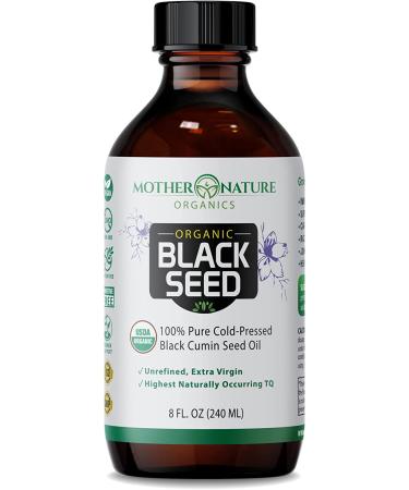 Mother Nature Organics Black Seed Oil - Organic Cold-Pressed Cumin Nigella Sativa for Immunity, Digestion, Joint Health, Hair & Skin - 8 oz. Extra Virgin, Gluten-Free, Non-GMO & Vegan with Omega 3, 6, 9 - Buy Online on GoSupps.com