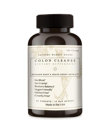 Alchemy Market Goods Gentle Detox Colon Cleanse Restore Balance - 15 Day Cleanse - Plant Based Herbal Formulation Dietary Supplement Without Harsh Laxatives - 45 Vegan Capsules 750mg