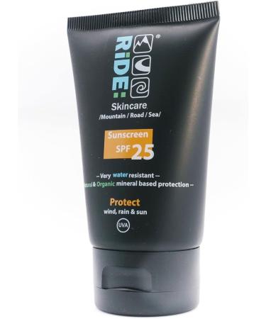 Ride Skincare Protect SPF 25 Mineral Sunscreen - Natural Reef Safe Vegan suncream designed for sport - Super Water Resistant 50ml - Buy Online on GoSupps.com