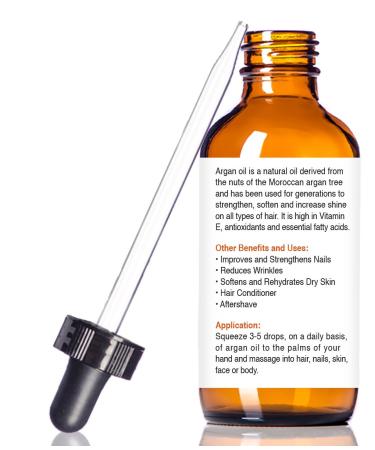 100% Pure Virgin Organic Moroccan Argan Oil - 4 oz Dark Glass Bottle | Cold Pressed & Unrefined, Hair & Scalp Moisturizer for Dandruff, Frizzy, Dry Split Ends - Buy Online on GoSupps.com
