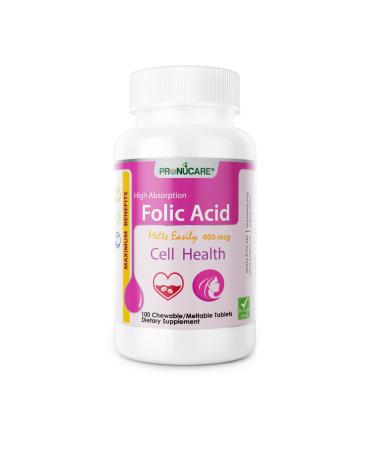 Folic Acid 400 mcg Buccal Lozenge Tablets Slow-Dissolving for Fast Absorption Prenatal & Neural Tube Support Sugar-Free 100 CT
