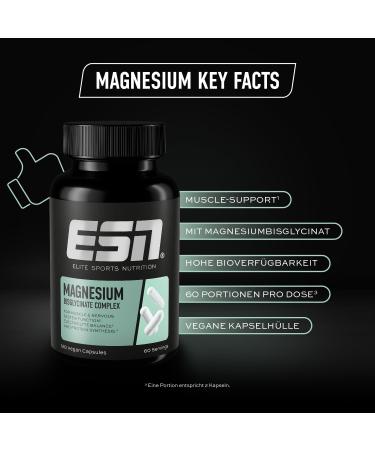 Buy ESN Magnesium Caps - 120 Capsules 300mg for Muscle Cramp Relief | High Bioavailability & Tested Quality - Made in Germany - Buy Online on GoSupps.com