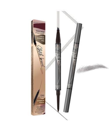 EONFAVE 2in1 Magic Eyebrow Pen with 4 Points 3D Microblading Eyebrow Pen Waterproof and Smudgeproof New Eyebrow Pencil More Durable and Natural Dark Gray 03
