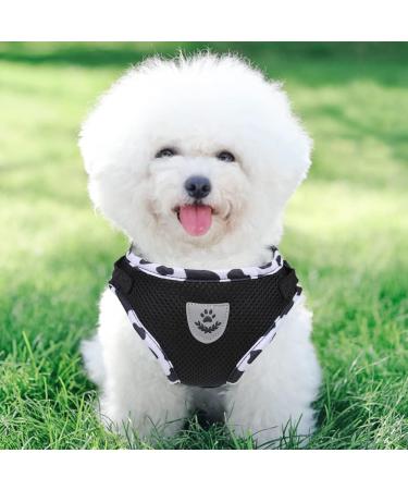 Femax Dog Harness & Linen Set for Dogs - Soft Mesh Padded Reflective Adjustable & Breathable - Perfect for Walking Running & Training - Fits Breast 30-34 cm - Cows Black - Buy Online on GoSupps.com