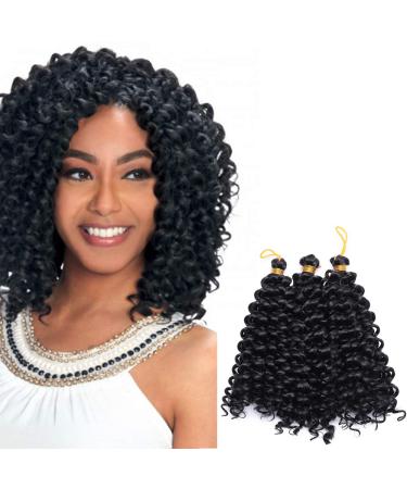SEGO Hair Extensions Water Wave Braids Bundles Afro Kinky Hair Extension Closure Crochet curly Dark Black-1 8"(20cm)-90g