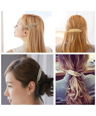 INTVN Hair Clips - Metal Feather Leaf Hair Accessories for Girls & Women | 6-Piece Set - Buy Online on GoSupps.com