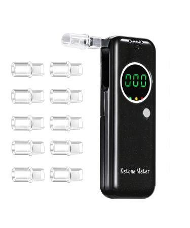 Ketosis Breath Analyzer High Accuracy Ketone Breath Meter Digital Breath Ketone Tester with 10 Reusable Mouthpieces for Keto Diet Testing - Black