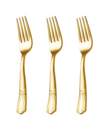 Supernal 400pcs Plastic Forks Gold, Disposable Forks Heavy Duty, Gold Plastic Silverware, Gold Plastic Dessert Forks, Perfect For Parties & Weddings,Birthday, Camping and Outdoor Use 400 pieces Gold Plastic Forks