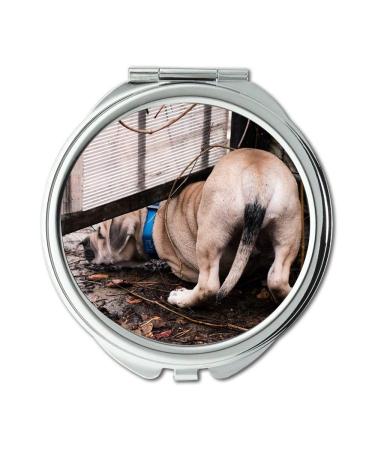YENDOSTEEN Mirror makeup mirror Dog Puppy Ca-De-Bou Autumn Leaves Branch Sorrow pocket mirror portable mirror