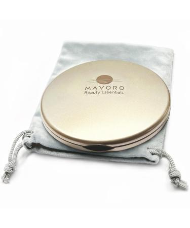 Magnifying Compact Mirror for Purses 1x/10x Magnification Double Sided Travel Makeup Mirror 4 Inch Small Pocket or Purse Mirror. Distortion Free Folding Portable Compact Mirrors (Champagne Gold)