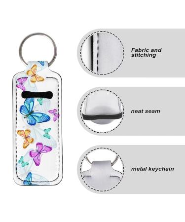 Bulopur White Blue Butterflies Lipstick Balm Holder Keychain - Neoprene Chapstick Holder - Buy Online on GoSupps.com