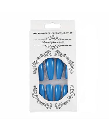 Brishow Long Ballerina Acrylic False Nails - 24pcs Press on Blue Nails for Women & Girls - International Shipping Available - Buy Online on GoSupps.com