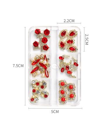 JERCLITY 30-Piece 3D Luxury Gold Nail Charms Red Rhinestones for Nails - Nail Art Decoration Accessories - Buy Online on GoSupps.com