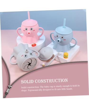 STOBOK Toddlers Silicone Snack Cup with Straw Handles - Grey Octopus Design | Anti-Spill, BPA-Free, Easy-Grip Learning Cup for Kids - Buy Online on GoSupps.com