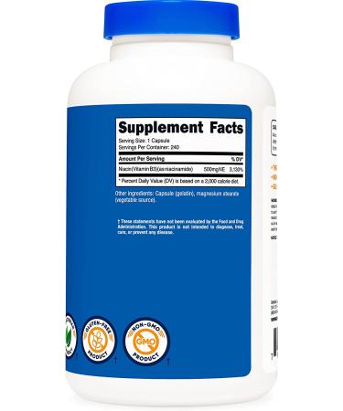 Nutricost Niacinamide 500mg - Vitamin B3 - 240 Capsules for Healthy Skin & Wellness - Buy Online on GoSupps.com