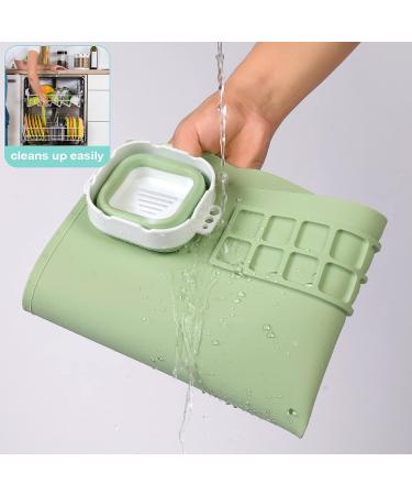 AWOKE Silicone Painting Mat - 20 X16 Green Silicone Art Mat for Kids with 1 Water Cup - Craft Mat with Color Dividers and Paint Dividers - Buy Online on GoSupps.com