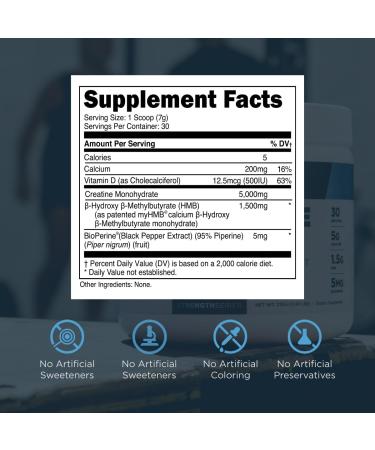 Buy Transparent Labs Creatine HMB - Unflavored Creatine Monohydrate Powder for Muscle Growth & Strength - 30 Servings - International Shipping Available - Buy Online on GoSupps.com