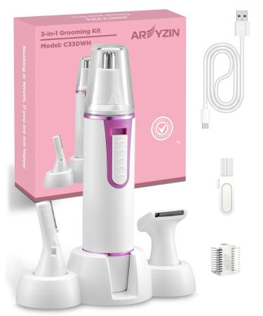 Painless Nose Hair Trimmer for Women 2023 Upgrade Nose Trimmer Ladies Nose Hair Trimmer Dual Edge Blades with IPX7 Waterproof Powerful Motor Easy Cleansing White