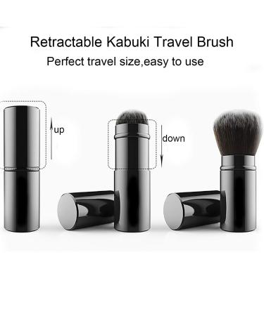 Falliny Kabuki Makeup Brush Set - Insultable Portable Powder Brushes with Covers for Blush Bronzer & Cosmetics - 2 Pieces Black & Pink - Buy Online on GoSupps.com